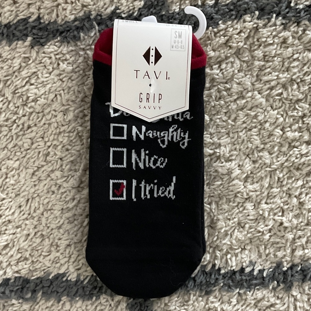 Pure Barre Black and Red Grip Socks